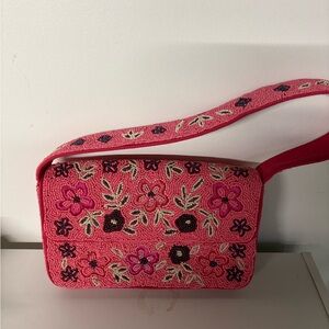 Pink Floral Embroidered Women's Bag